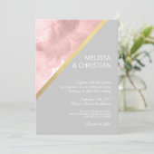 Invitation Aquarelle Blush Pink & Grey Gold Foil Mariage (Debout devant)