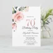 Invitation Aquarelle Blush Rose 70e anniversaire (Debout devant)