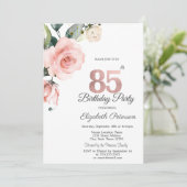 Invitation Aquarelle Blush Rose 85e anniversaire (Debout devant)