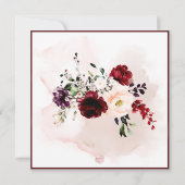 Invitation Aquarelle Blush rose Bourgogne Roses Merlot (Dos)