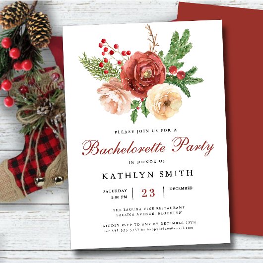 Invitation Aquarelle Blush rose Floral Bachelorette Party