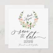 Invitation Aquarelle Blush Roses Wreath Enregistrer la date (Devant / Derrière)