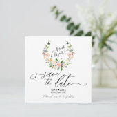 Invitation Aquarelle Blush Roses Wreath Enregistrer la date (Debout devant)
