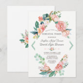 Invitation Aquarelle Blush White Peonies Dîner de répétition (Devant / Derrière)