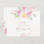 Invitation Aquarelle Blushing Romance Maid of Honor (Devant / Derrière)