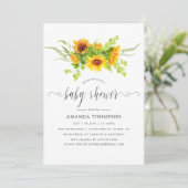 Invitation Aquarelle Bohemian Baby shower de tournesols Boho (Debout devant)