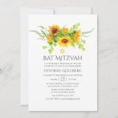 Invitation Aquarelle Bohemian Boho Sunflowers Bat mitzvah (Devant)