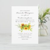 Invitation Aquarelle Bohemian Boho Sunflowers Mariage (Debout devant)