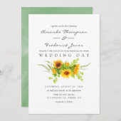 Invitation Aquarelle Bohemian Boho Sunflowers Mariage (Devant / Derrière)