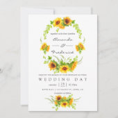 Invitation Aquarelle Bohemian Boho Sunflowers Mariage (Devant)