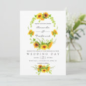 Invitation Aquarelle Bohemian Boho Sunflowers Mariage (Debout devant)