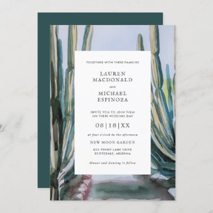 Invitation Aquarelle Bohemian Cactus Green Desert