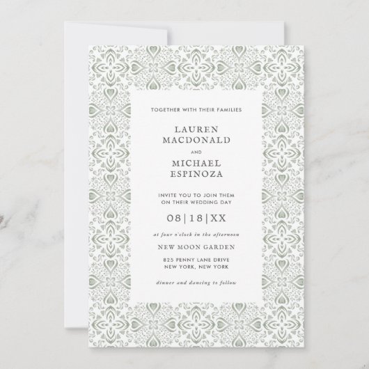 Invitation Aquarelle Bohemian Cactus Green Tile Desert (Devant)