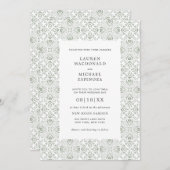 Invitation Aquarelle Bohemian Cactus Green Tile Desert (Devant / Derrière)