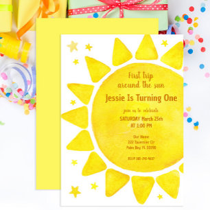 Invitation Aquarelle Boho 1er Anniversaire serviettes - Premi