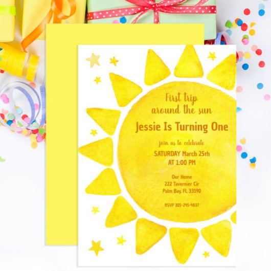 Invitation Aquarelle Boho 1er Anniversaire serviettes - Premi