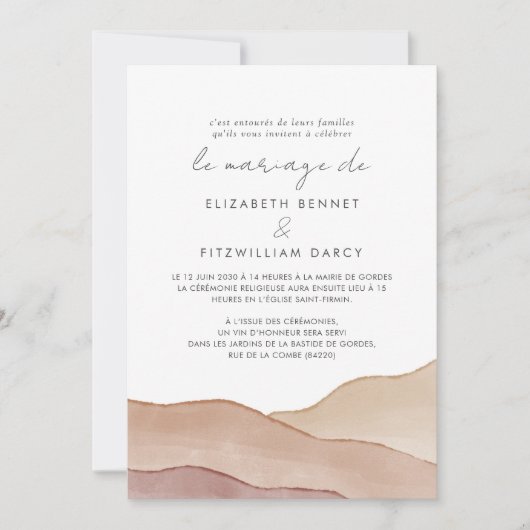 Invitation Aquarelle Boho Abstraite | Le Mariage De (Devant)