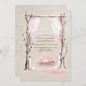 Invitation Aquarelle Boho Arche florale et coucher du soleil (Devant / Derrière)