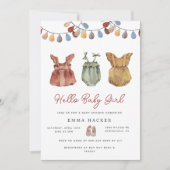 Invitation Aquarelle Boho Baby Girl Douche (Devant)