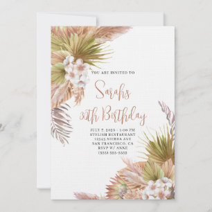 Invitation Aquarelle Boho Beige Floral 30e Anniversaire
