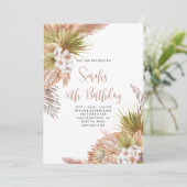 Invitation Aquarelle Boho Beige Floral 50e anniversaire (Debout devant)