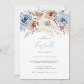 Invitation Aquarelle Boho Blue Floral 40e anniversaire (Devant)