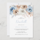 Invitation Aquarelle Boho Blue Floral 90e fête d'anniversaire (Devant)