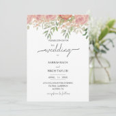 Invitation Aquarelle Boho Blush Roses (Debout devant)