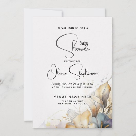 Invitation Aquarelle Boho Calla Lily Baby shower Floral (Devant)