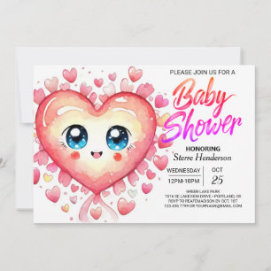 Invitation Aquarelle Boho Chérie Baby shower fille