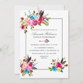 Invitation Aquarelle Boho Chic Floral Fête des mariées invita (Devant)