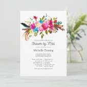 Invitation Aquarelle Boho Chic Floral Fête des mariées par co (Debout devant)