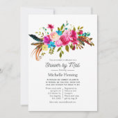 Invitation Aquarelle Boho Chic Floral Fête des mariées par co (Devant)