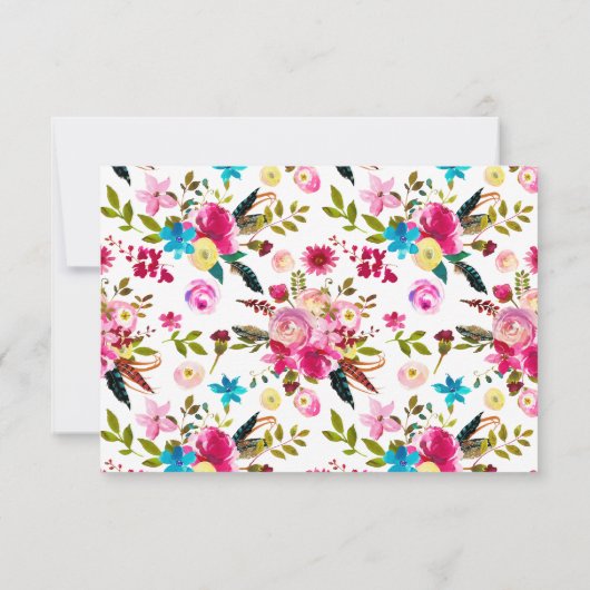 Invitation Aquarelle Boho Chic Floral Mariage Réception (Dos)