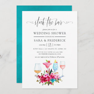 Invitation Aquarelle Boho Chic Floral Stock Bar