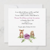 Invitation Aquarelle Boho Chic Purple Fleurs Baby shower (Dos)