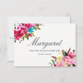 Invitation Aquarelle Boho Chic Serez-Vous Ma Fille Fleur (Devant)