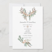 Invitation Aquarelle Boho Coton et Eucalyptus Mariage Bohème (Devant)
