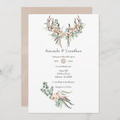 Invitation Aquarelle Boho Cotton et Eucalyptus Boho Mariage (Devant / Derrière)