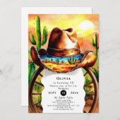 Invitation Aquarelle Boho Cowboy (Devant / Derrière)
