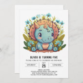 Invitation Aquarelle Boho Dinosaur Boy Anniversaire (Devant / Derrière)