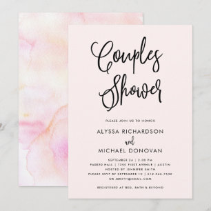 Invitation Aquarelle Boho   Douche Couples