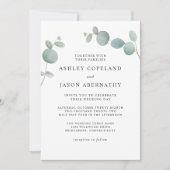 Invitation Aquarelle Boho Eucalyptus Mariage vert (Devant)