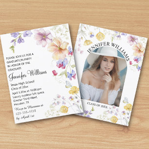 Invitation Aquarelle Boho Fleur de Floral Photo Remise de dip