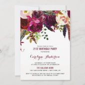 Invitation Aquarelle Boho Floral Automne fête d'anniversaire (Devant)