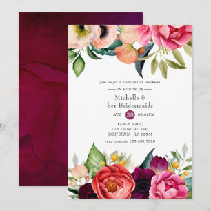 Invitation Aquarelle Boho Floral Bridesservantes Déjeuner