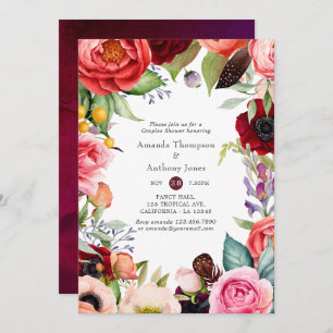 Invitation Aquarelle Boho Floral Couples Douche