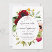 Invitation Aquarelle Boho Floral Quinceañera (Devant)