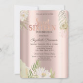 Invitation Aquarelle Boho Floral Rose Gold Sweet 16 (Devant)