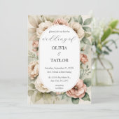 Invitation Aquarelle Boho Floral Russe Mariage (Debout devant)